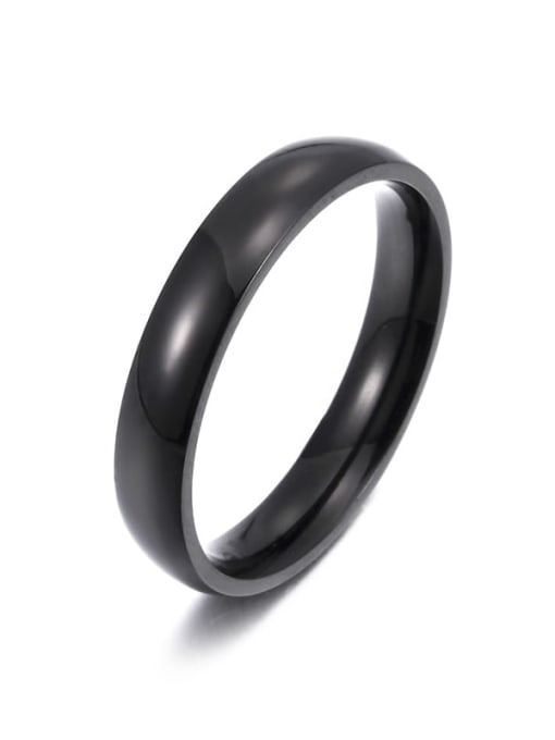 black Stainless steel Smooth Geometric Minimalist Band Ring