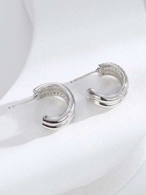 H01372 steel color Brass Cubic Zirconia Geometric Dainty Stud Earring