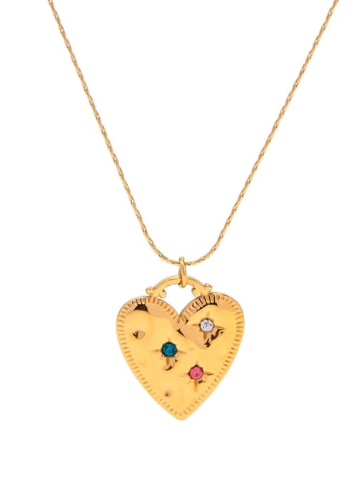 J&D Stainless steel Cubic Zirconia Heart Vintage Necklace