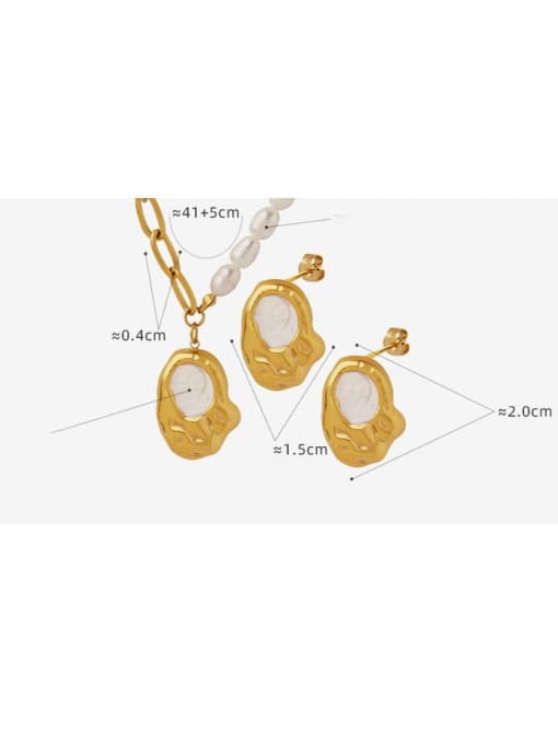 MAKA Trend Geometric Titanium Steel Enamel Earring and Necklace Set 2