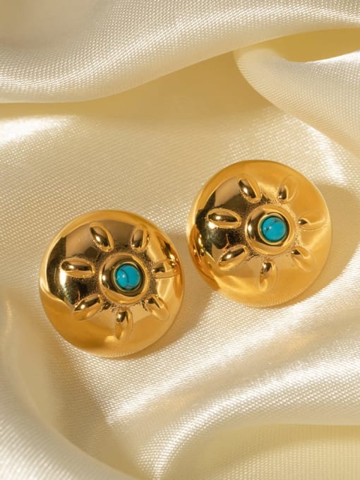 J&D Stainless steel Turquoise Geometric Vintage Stud Earring 1