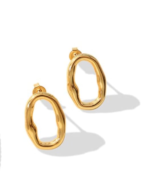 F306 Gold Earrings Titanium Steel Vintage Geometric Earring and  Double Layer Necklace Set