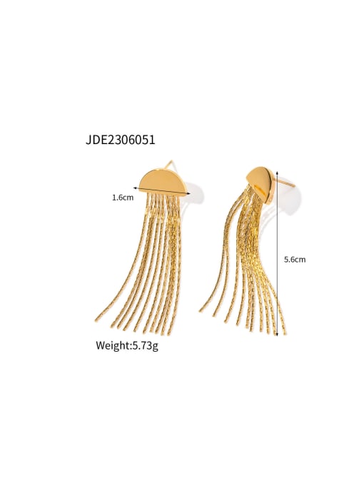 JDE2306051 Stainless steel Tassel Trend Threader Earring