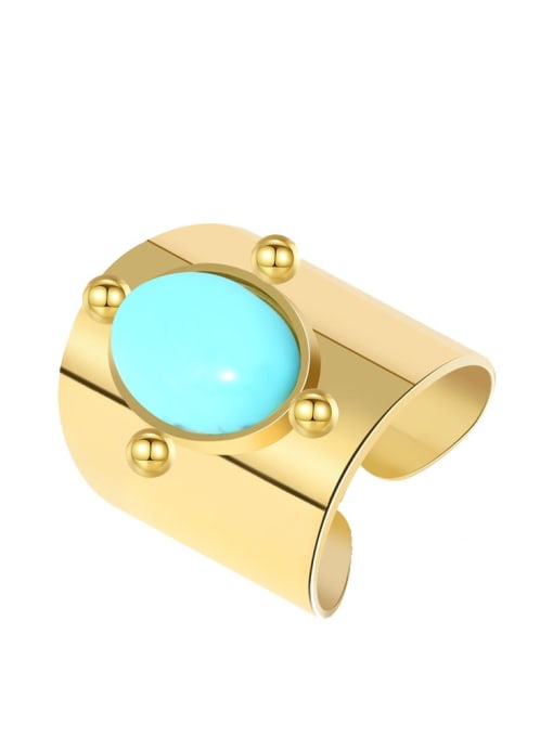 SR21012304T Stainless steel Turquoise Geometric Trend Band Ring