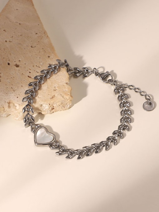J&D Stainless steel Shell Heart Dainty Bracelet 2
