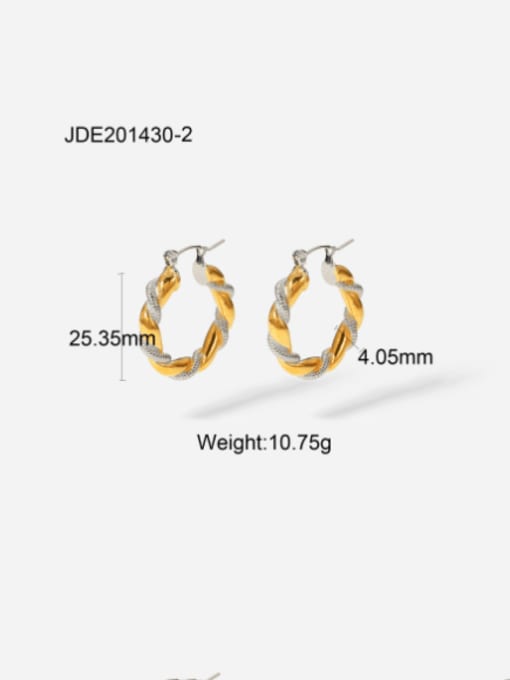 JDE201430 2 Stainless steel Geometric Hip Hop Stud Earring
