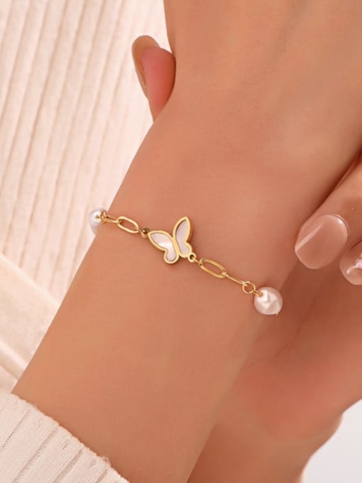 J$L  Steel Jewelry Stainless steel Shell Butterfly Minimalist Link Bracelet 3