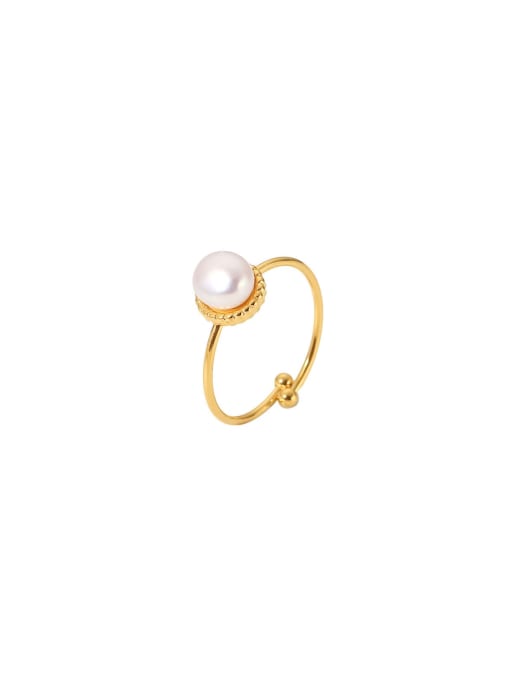 J&D Stainless steel Freshwater Pearl Dainty Ring 0