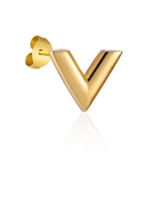 U340 curved V earrings gold Titanium Steel Vintage Letter Bangle Earring and Necklace Set