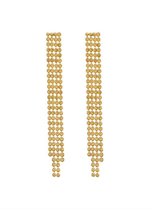 Gold tassel Bead Chain Earrings Titanium Steel Bead Tassel Vintage Threader Earring