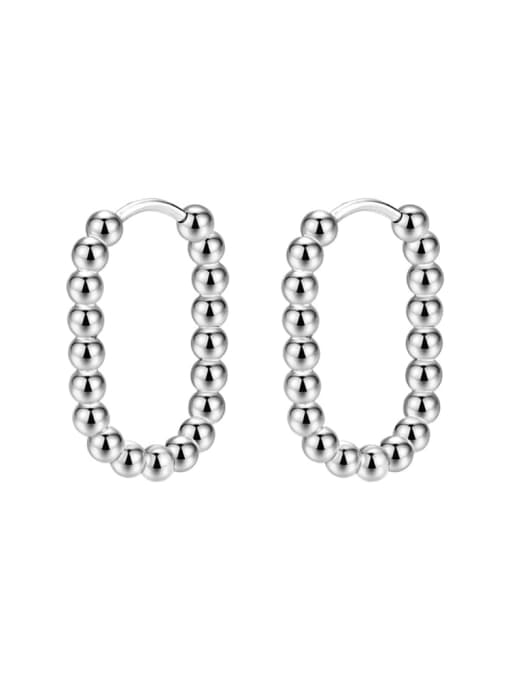 Steel Ball Elliptical Steel Color (Pair) Titanium Steel Geometric Trend Hoop Earring