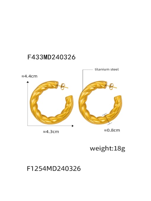 F443 Gold Earrings Titanium Steel Geometric Hip Hop Huggie Earring