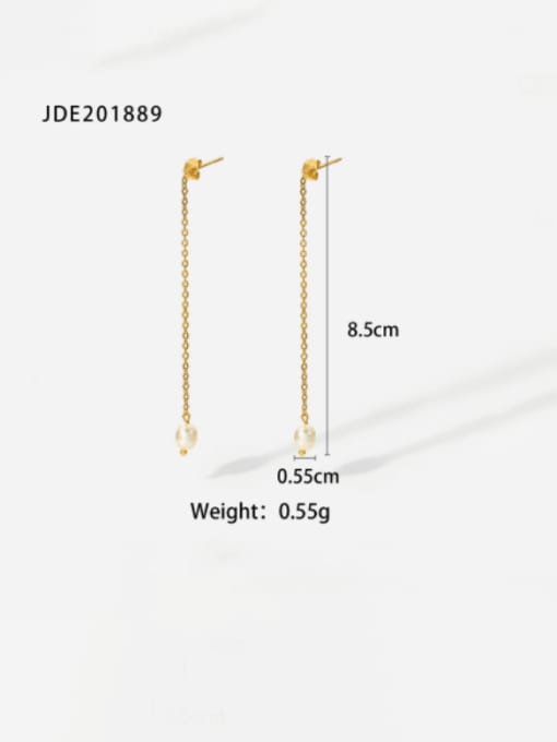 JDE201889 Stainless steel Imitation Pearl Geometric Minimalist Drop Earring