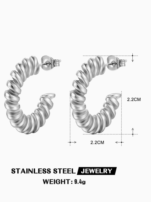 Steel color ZN438S Stainless steel Geometric Hip Hop Stud Earring