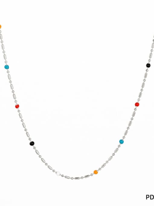 PDD139 necklace silver+color Stainless steel Irregular Minimalist Beaded Necklace