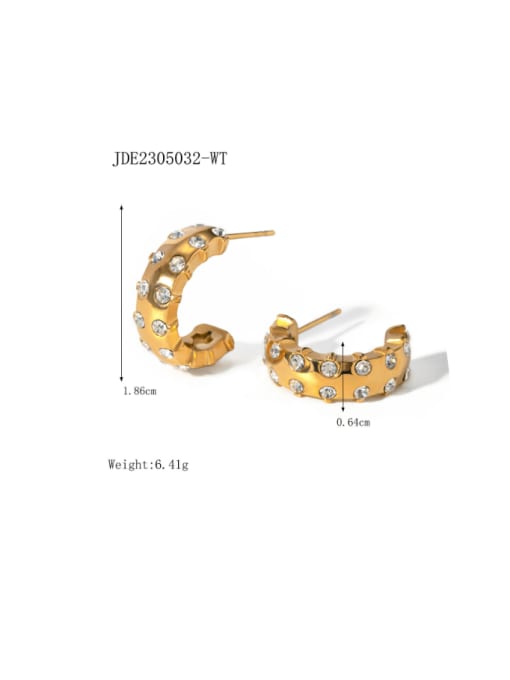 J&D Stainless steel Rhinestone Geometric Hip Hop Stud Earring 2