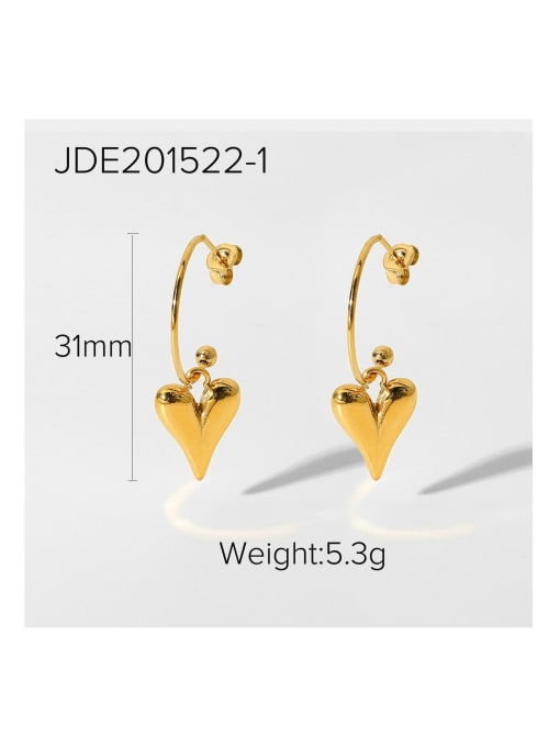JDE201522 1 Stainless steel Heart Trend Hook Earring