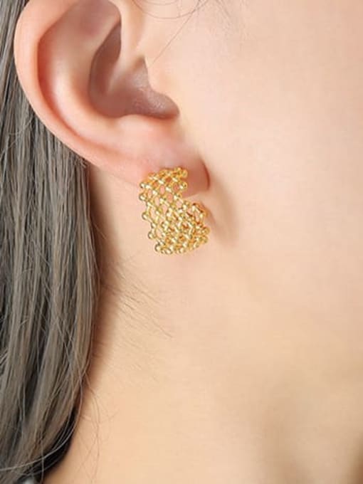 F216 Gold Earrings Titanium Steel Geometric Hip Hop Hollow U Shape Stud Earring