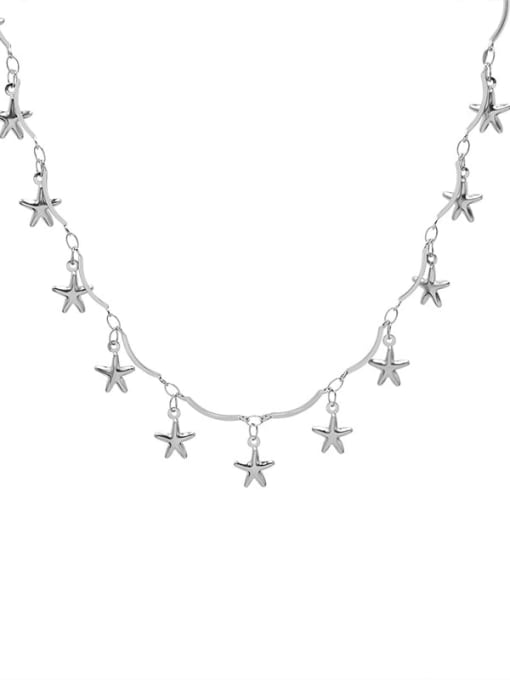 P991 steel five pointed star Titanium 316L Stainless Steel Heart Minimalist Necklace with e-coated waterproof