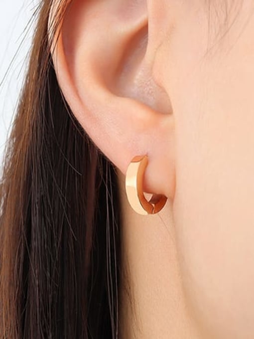 F225 rose gold versatile Earrings Titanium Steel Geometric Minimalist Huggie Earring