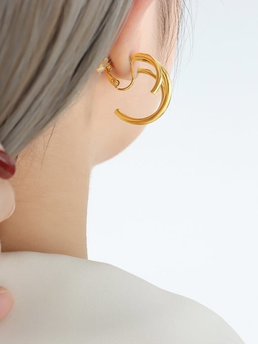 F809 Gold Ear Clip Titanium Steel Geometric Trend Hoop Earring