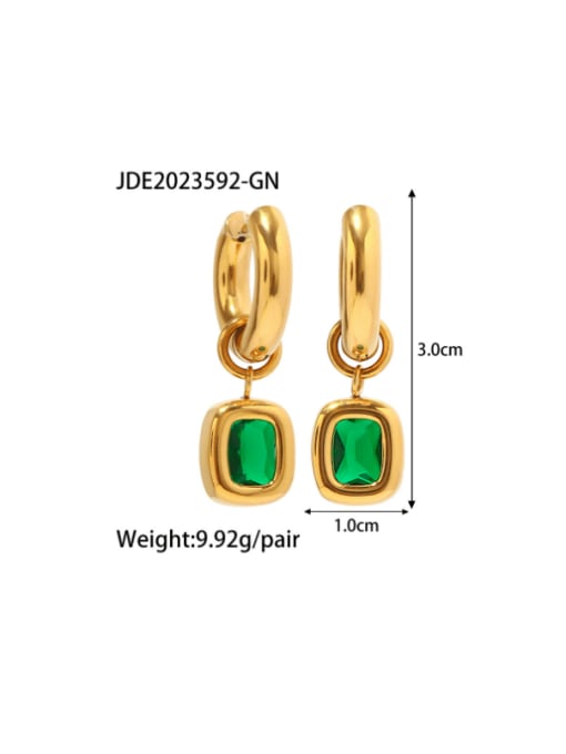 J&D Stainless steel Glass Stone Geometric Minimalist Huggie Earring 2