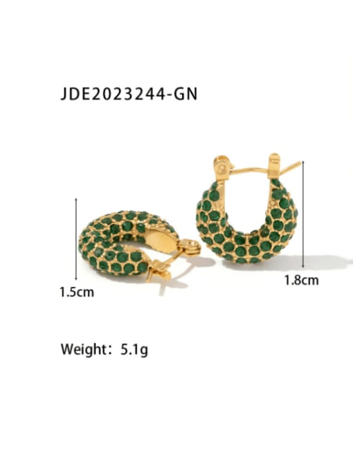 JDE2023244 GN Stainless steel Rhinestone Geometric Vintage Stud Earring