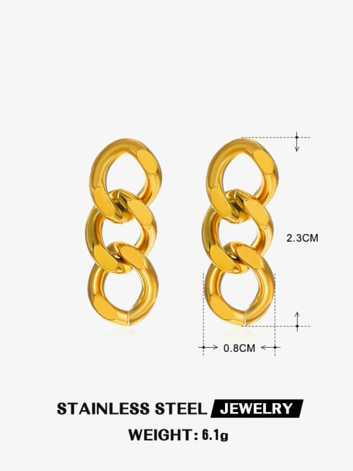 Golden Cuban Earrings Titanium Steel Geometric Chain Hip Hop Drop Earring