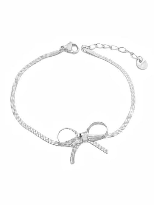 Steel color bracelet BPS585 Stainless steel  Dainty Bowknot Earring Bracelet and Necklace Set