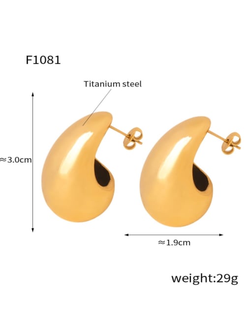 F1081,Gold Earring Titanium Steel Drop Metal Earring with 6 styles