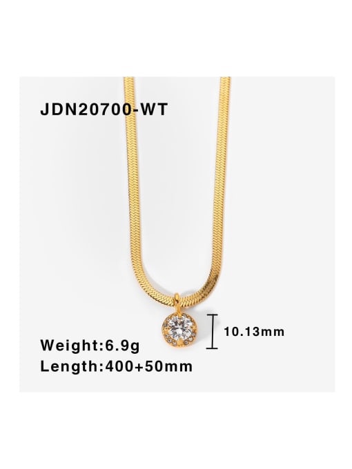 JDN20700 WT Stainless steel Cubic Zirconia Round Trend Cuban Necklace