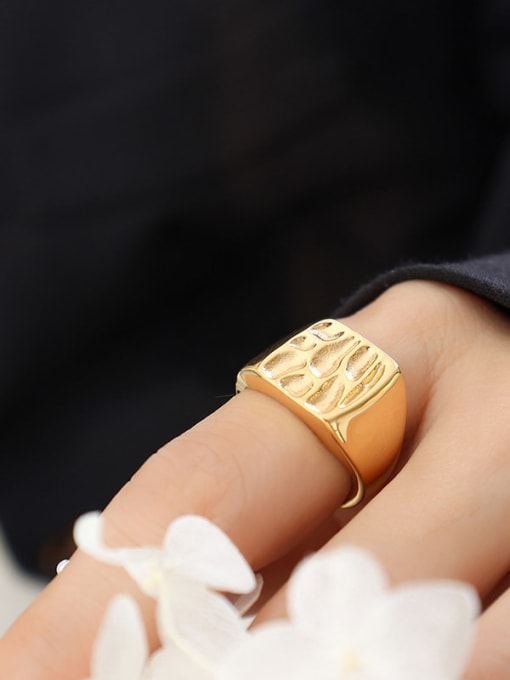 A455 Gold Ring Titanium Steel Geometric Trend Band Ring