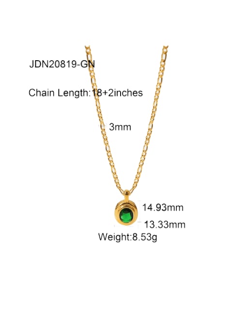 JDN20819 GN Stainless steel Glass Stone Geometric Hip Hop Necklace