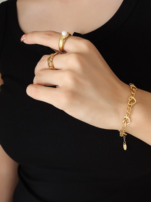E353 gold bracelet 15 5cm Trend Geometric Titanium Steel Bracelet and Necklace Set