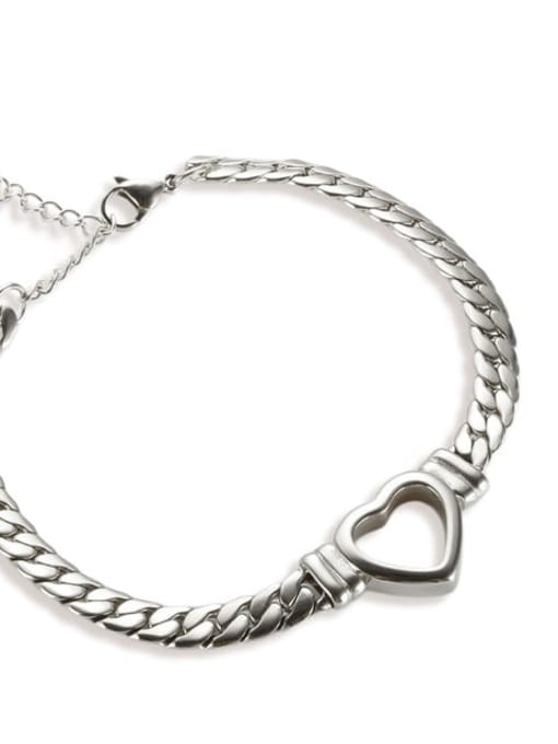 Hollow Heart Bracelet Steel Titanium Steel Heart Trend Link Necklace