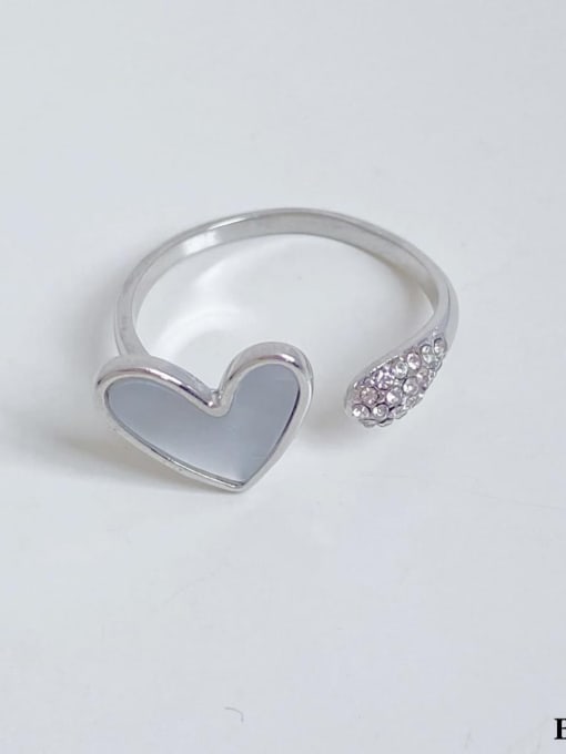 Steel colored heart-shaped ring B418 Stainless steel Cubic Zirconia Geometric Trend Band Ring