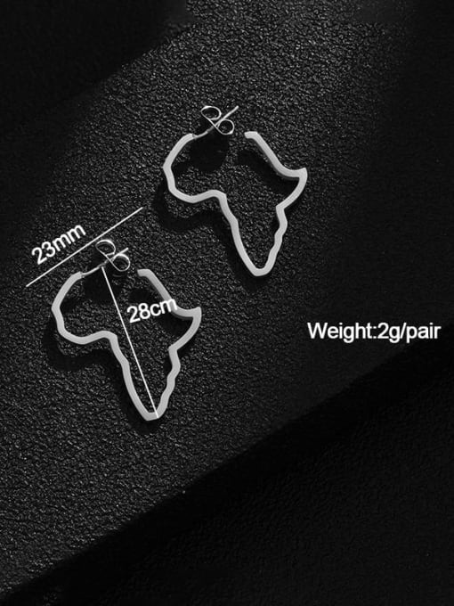 Steel color with a height of 28mm Stainless steel Geometric Minimalist Map of Africa Chandelier Earring