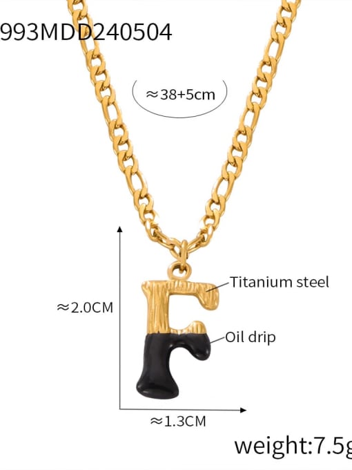P1993 Gold Black Necklace F Titanium Steel Letter Hip Hop Necklace