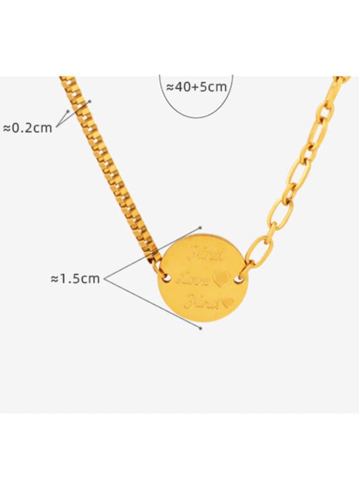 P789 Gold necklace 40 +5cm Titanium Steel Geometric Vintage Asymmetrical Chain Necklace