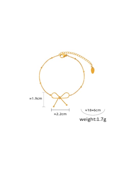 E107 Gold Bracelet Titanium Steel Minimalist Bowknot  Bracelet and Necklace Set