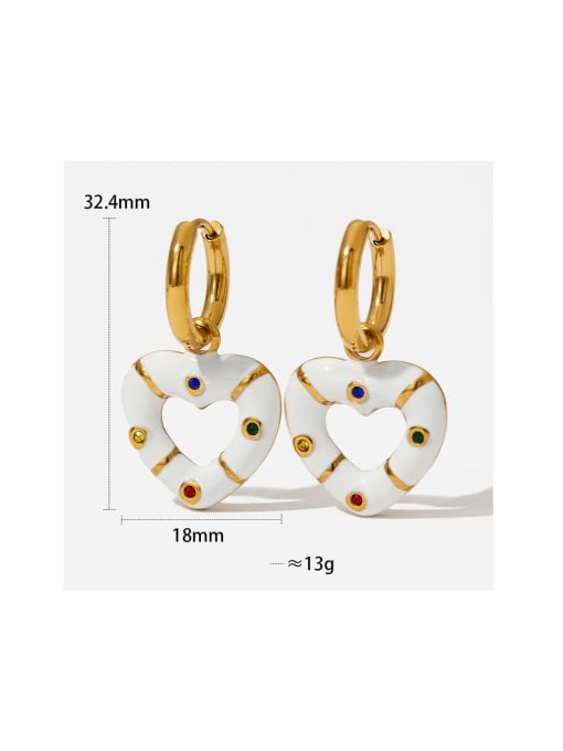 Clioro Stainless steel Enamel Heart Trend Drop Earring 2
