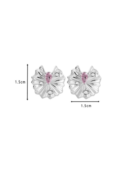 Clioro Brass Cubic Zirconia Flower Minimalist Stud Earring 2