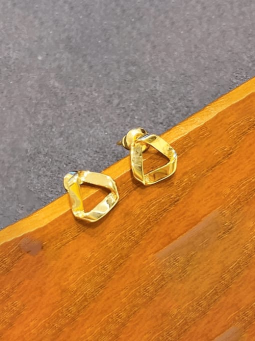 Clioro Brass Hollow Geometric Minimalist Stud Earring 2