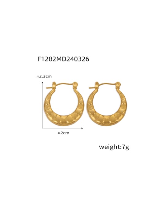 F1282 Gold Earrings Titanium Steel Geometric Hip Hop Huggie Earring