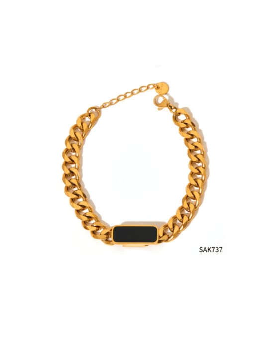SAK737 Gold Stainless steel Shell Geometric Hip Hop Link Bracelet