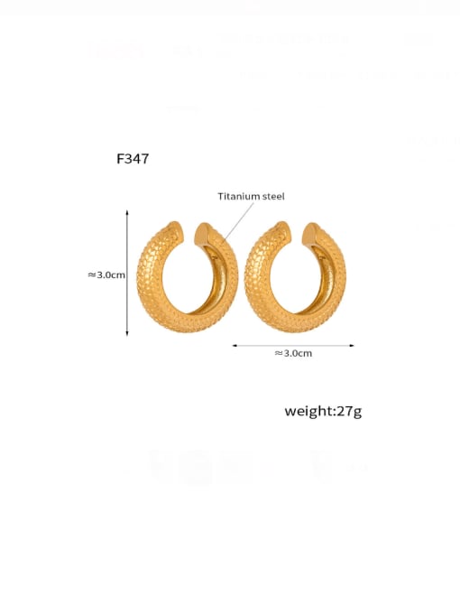 F347 Gold Ear Clip Titanium Steel Enamel Geometric Hip Hop Clip Earring