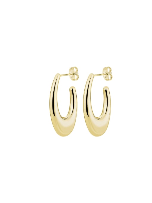Golden pair Titanium Steel Geometric Trend Hoop Earring