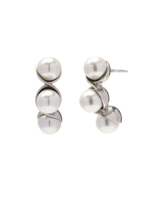 JDE2302076 S Stainless steel Imitation Pearl Geometric Vintage Drop Earring