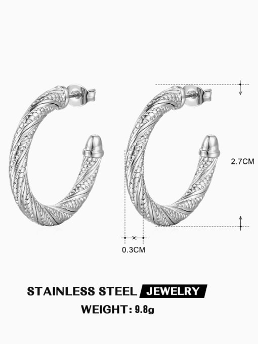 Steel color ZN431S Stainless steel Geometric Hip Hop Stud Earring