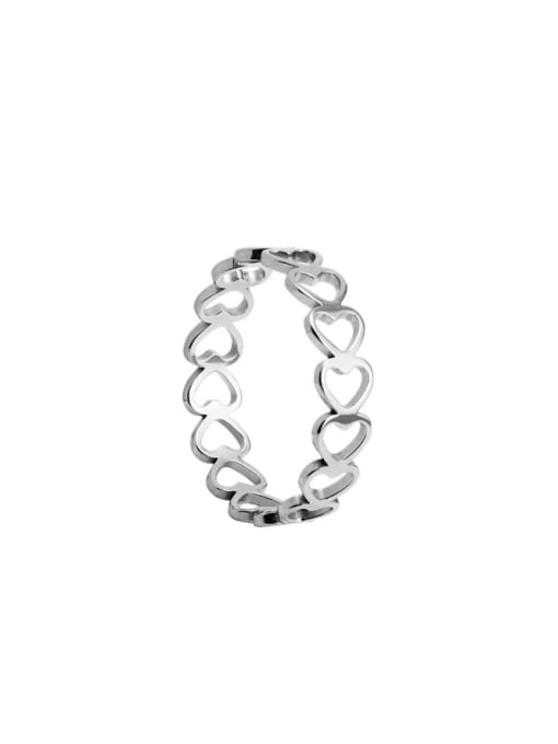 steel Titanium Steel Hollow Heart Minimalist Band Ring